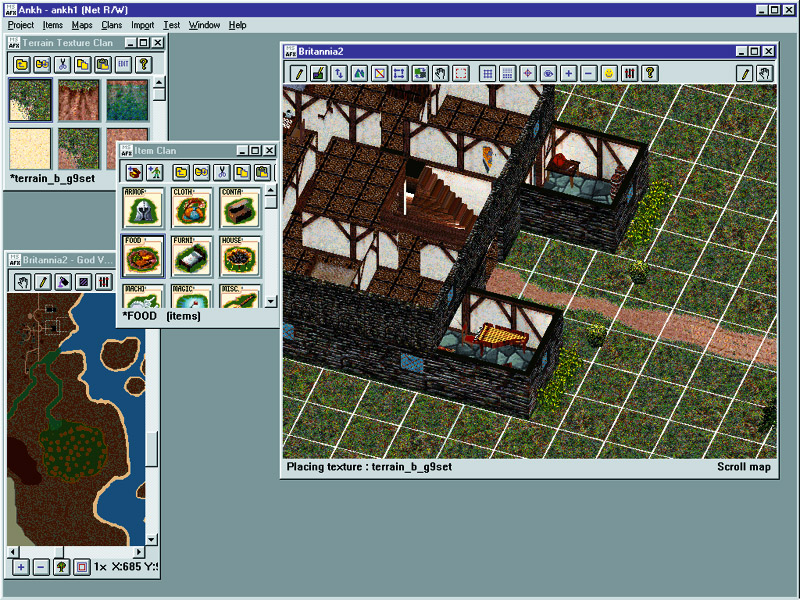 A screenshot of a map editor for an early iteration of Ultima IX: Ascension